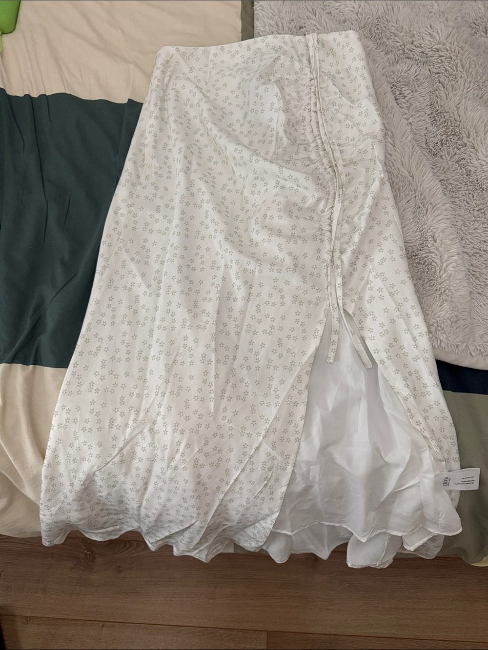 Cider White Floral Maxi Skirt with Side Tie Detail